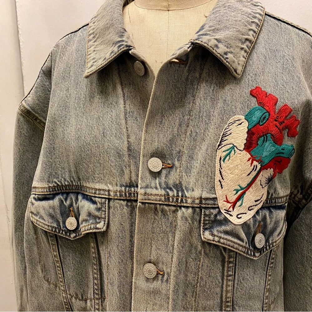 Gucci Blue Denim Oversized Embroidered Jacket UNISEX